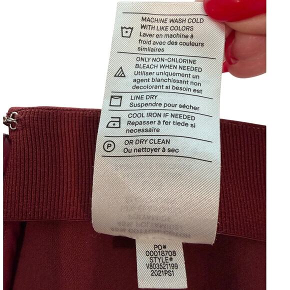 Vince Brown High‑Rise Straight‑Leg Pants Ankle Slit Stretch Size L VGUC - Picture 10 of 10